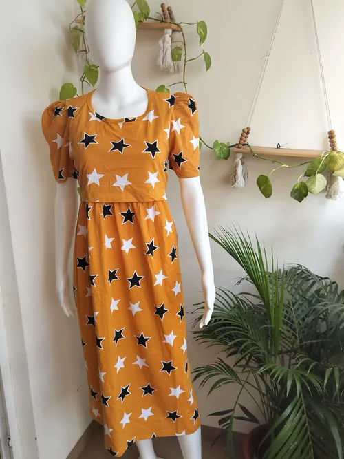 Maternity Maxi - Knee Length - Yellow Stars
